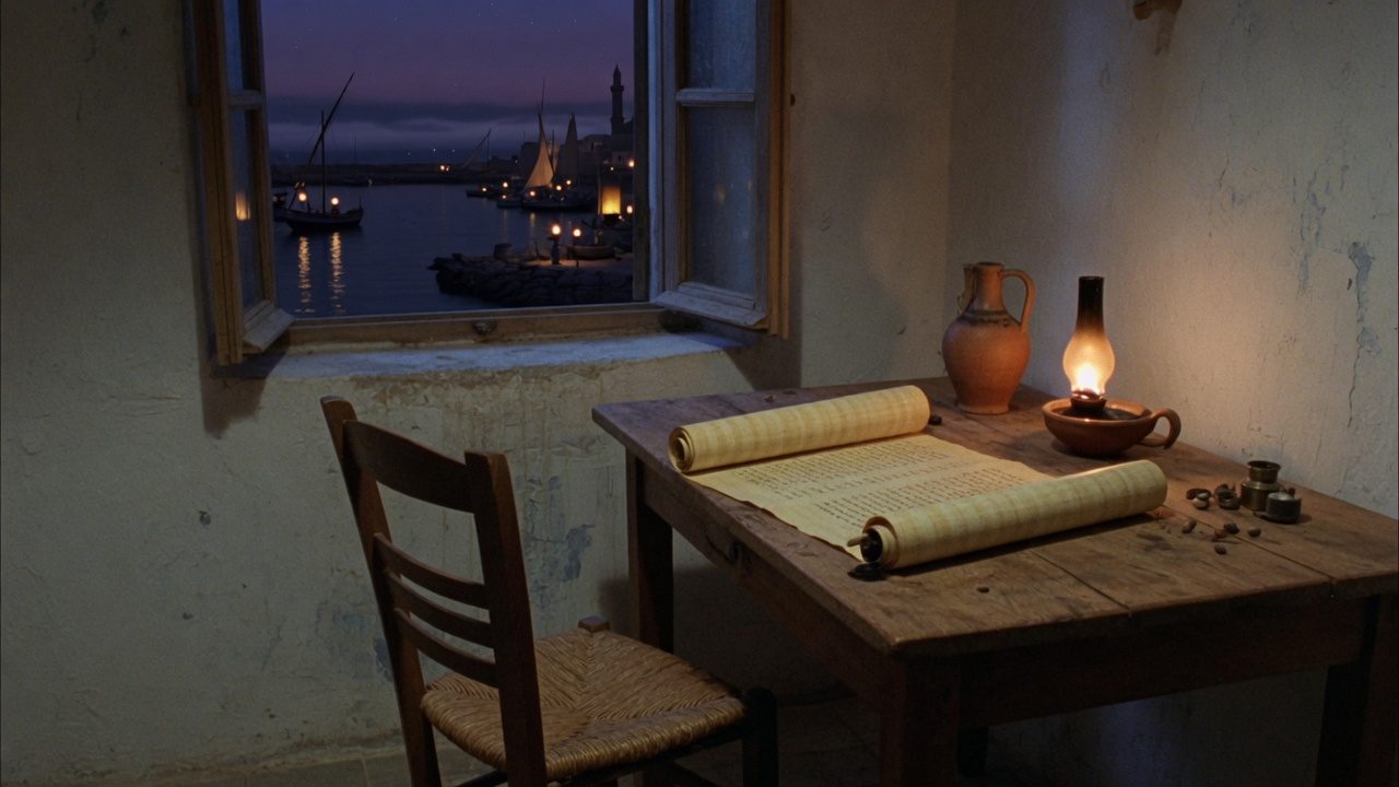 A lamp and an empty chair at Utica